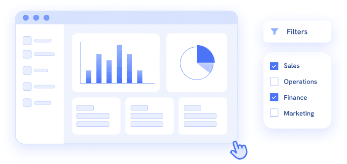Dashboard with charts and category filters
